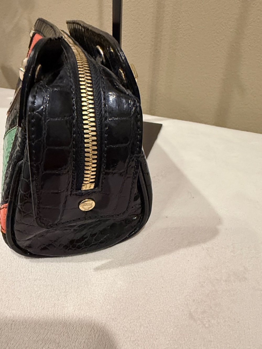 MCM Diamond Patchwork Python Clutch - Picture 4 of 8
